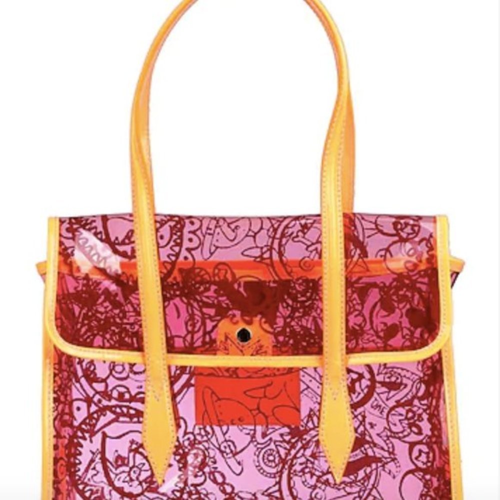Clear Pink PVC Vivienne Westwood tote with Orange  leather trim